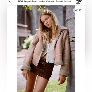 BDG August Faux Leather Cropped Aviator Jacket